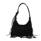 Fashion suede shoulder bag with curved shape