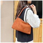 Structured suede shoulder bag