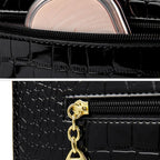Soft leather handbag with curved top edge