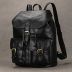 Leather laptop rucksack with top handle