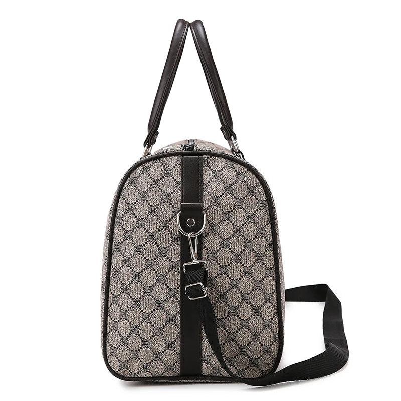 Textured leather travel duffle bag