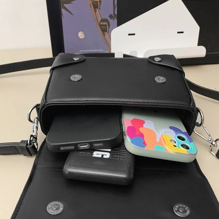 Compact leather crossbody bag