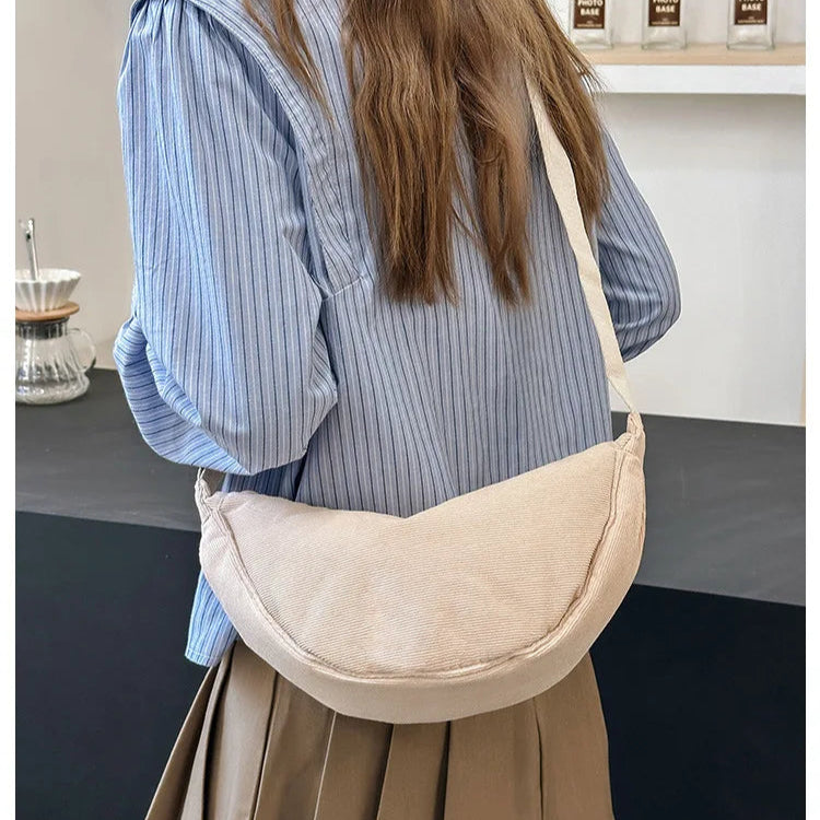Corduroy handbag with adjustable shoulder strap