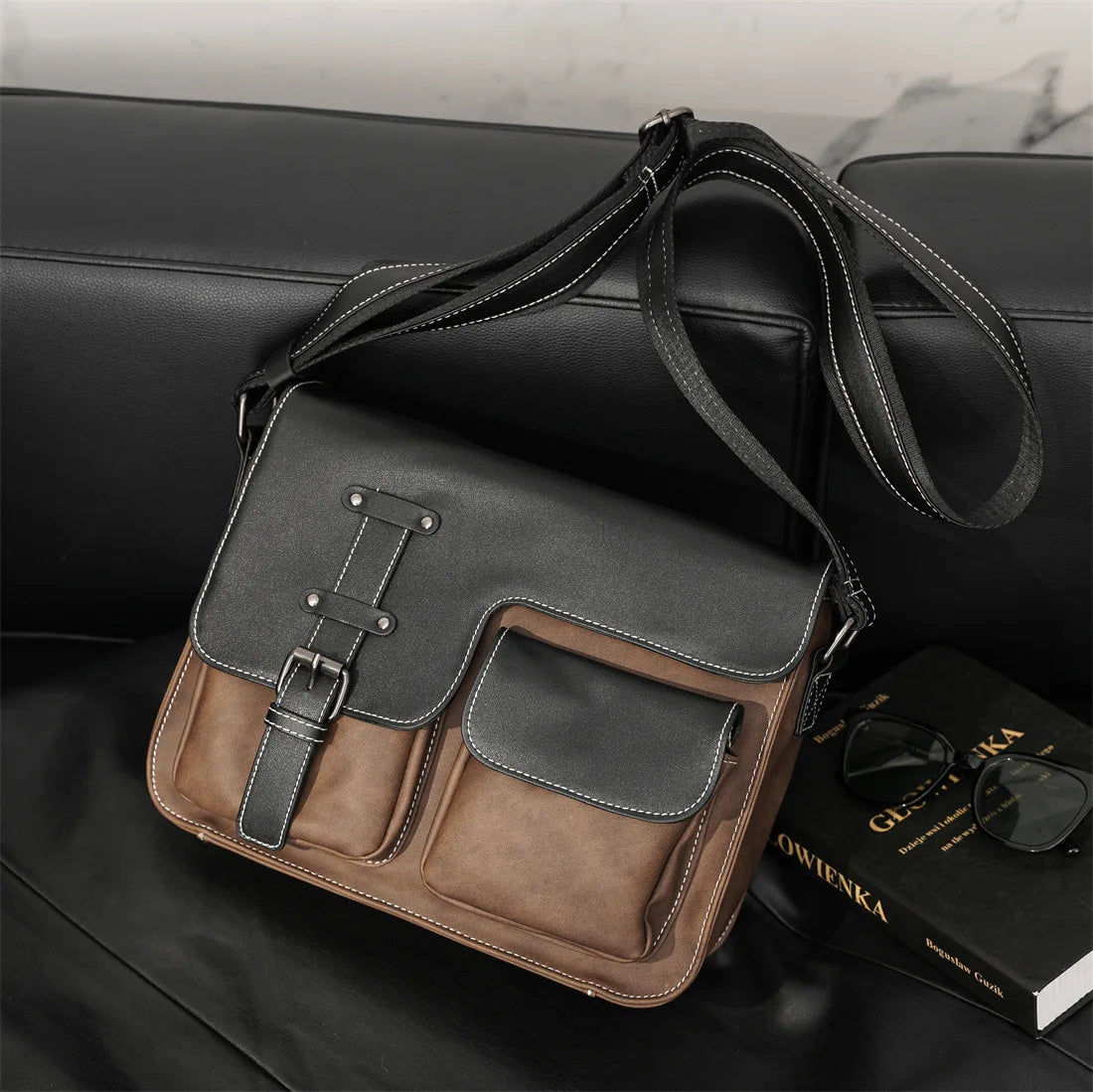Crossbody leather satchel