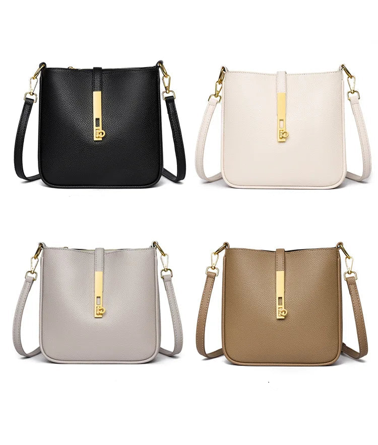 Functional leather crossbody bag