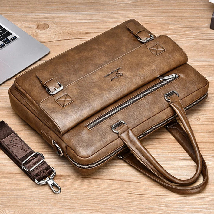 Classic leather briefcase for men