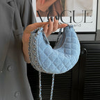 Quilted denim handbag