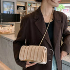 Luxury corduroy handbag with gold chain strap