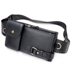 Dual-pocket leather fanny pack
