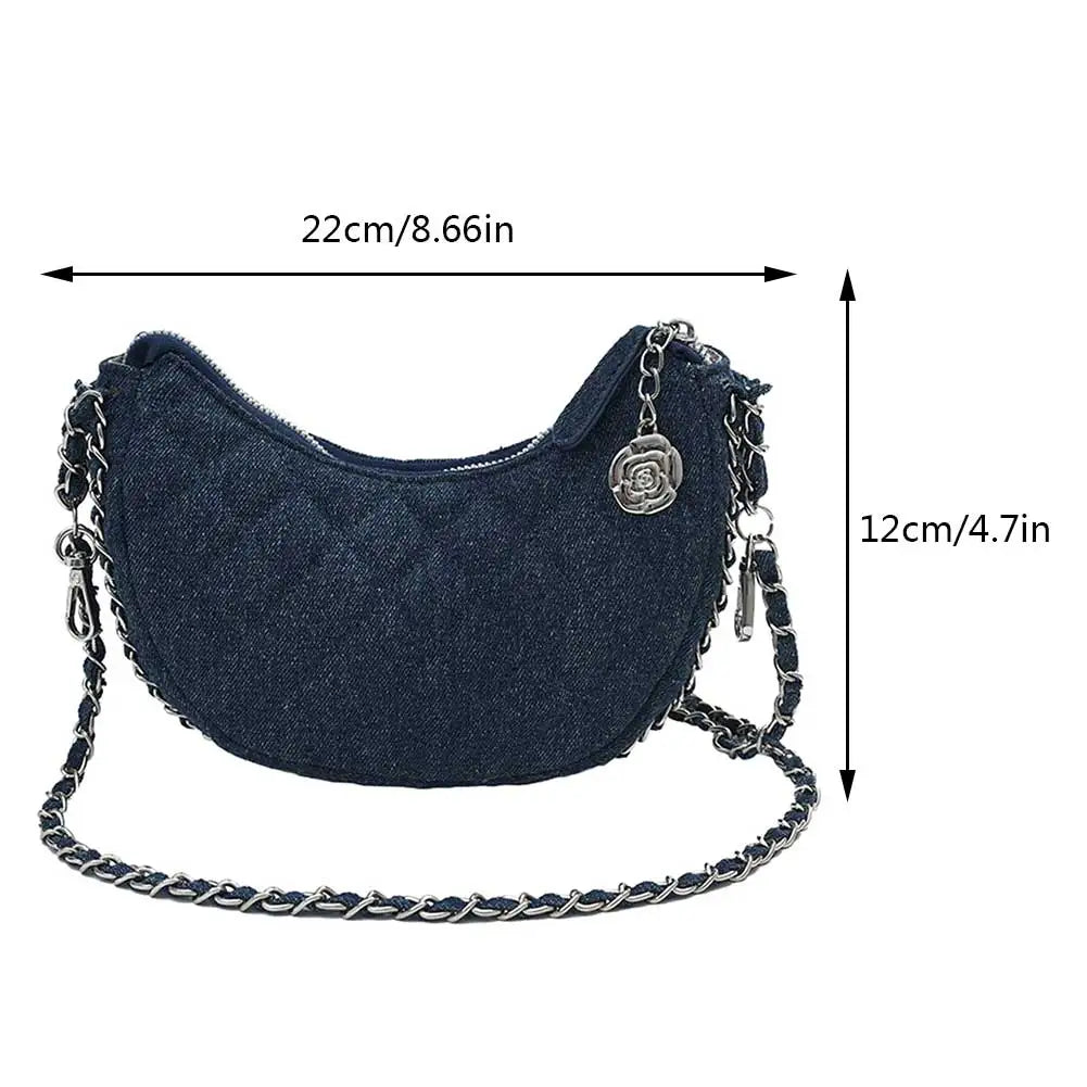 Quilted denim handbag