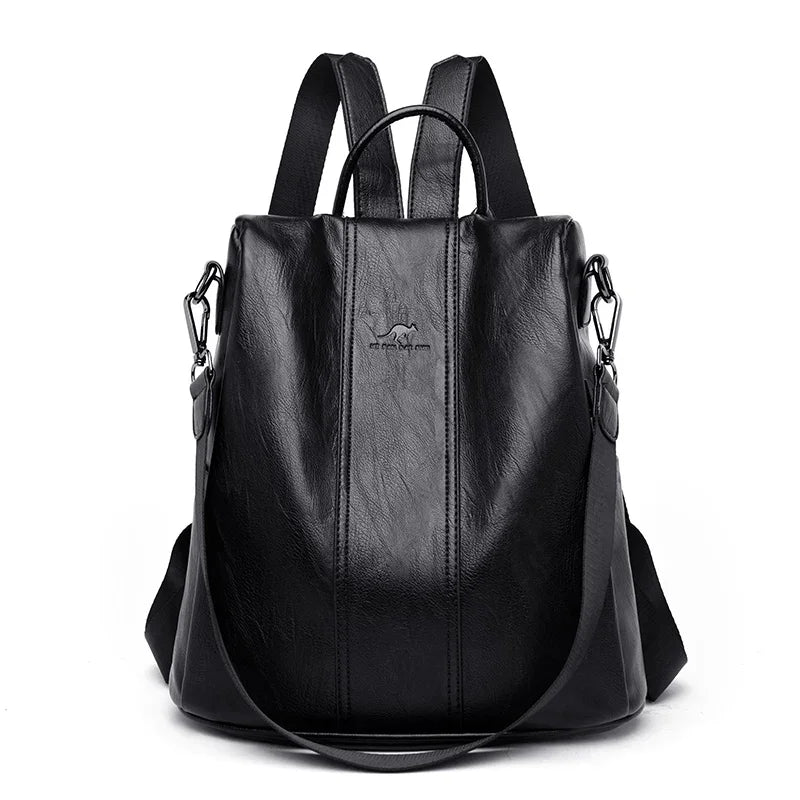 Soft leather backpack for women