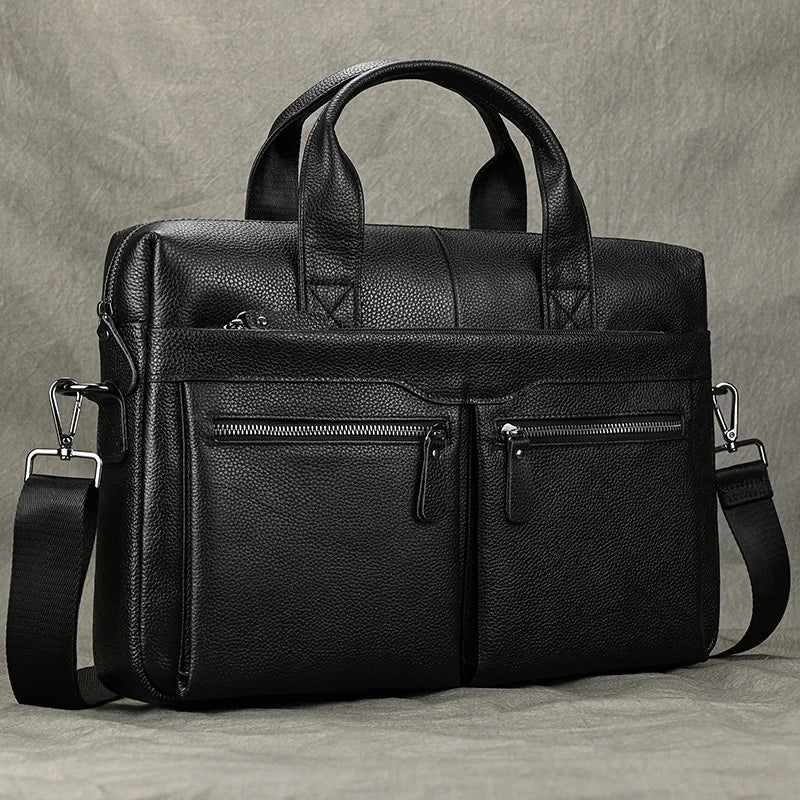 Structured leather laptop case