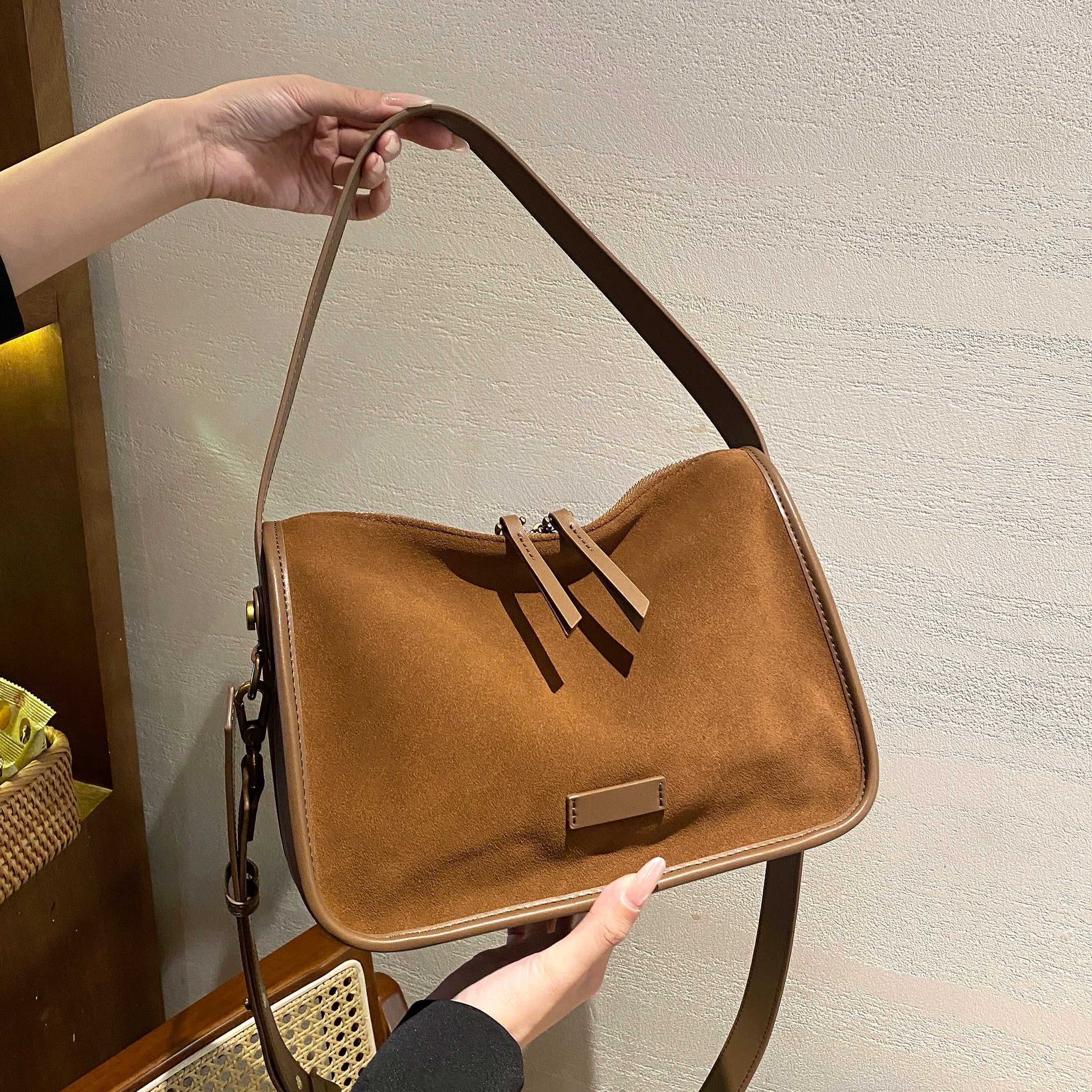 Everyday suede shoulder bag