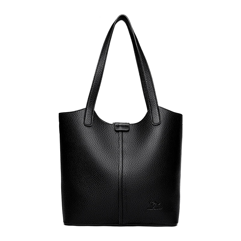 Structured leather tote bag