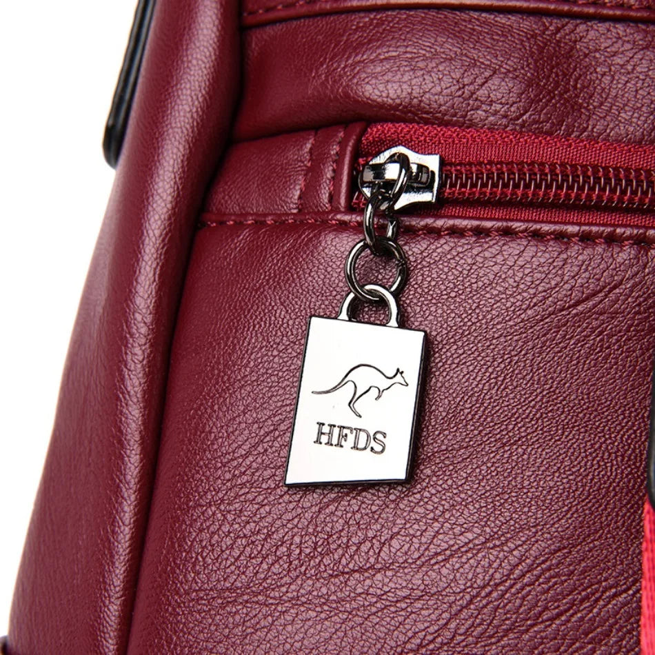 Soft leather backpack for women