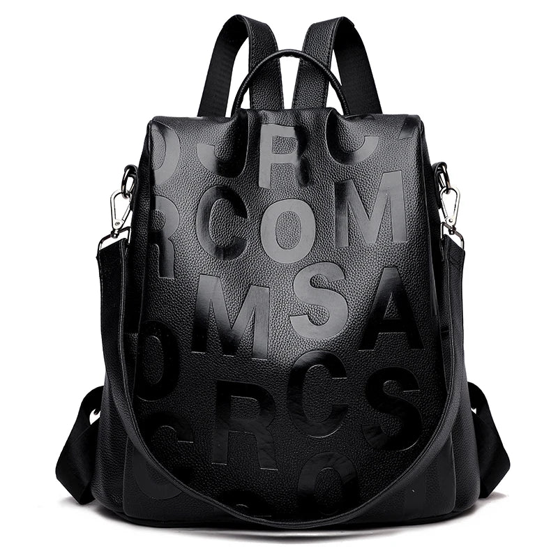 Urban chic anti-theft leather knapsack