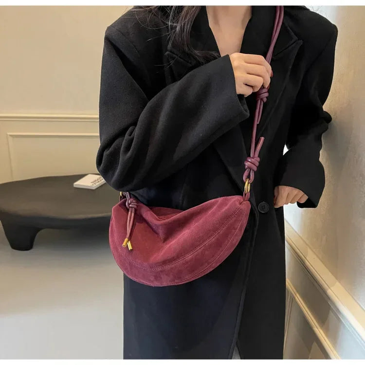 Large suede shoulder purse