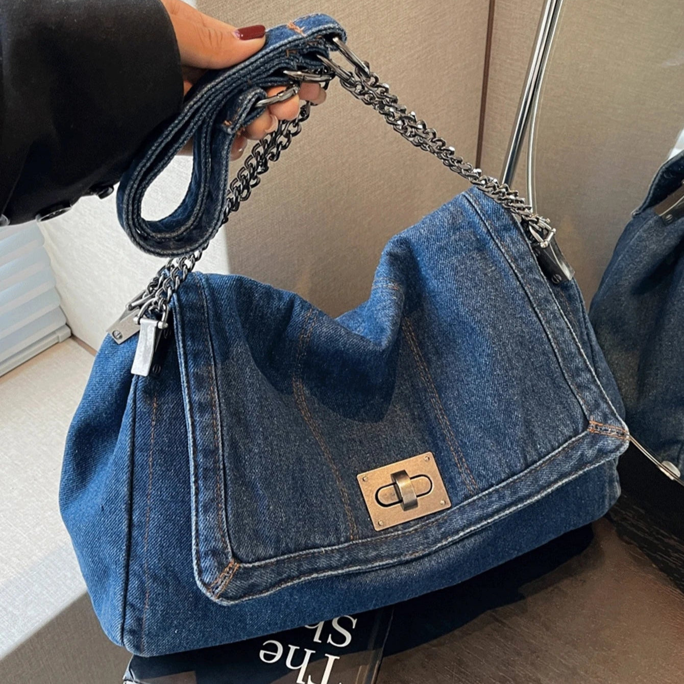 Denim hobo handbag