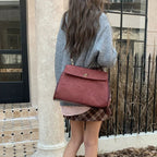 Structured modern suede handbag