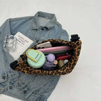Leopard print corduroy crossbody handbag