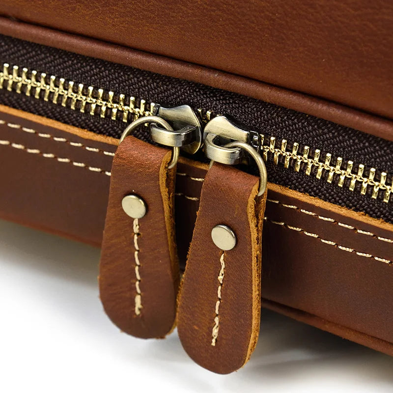 Leather cosmetic and toiletry bag