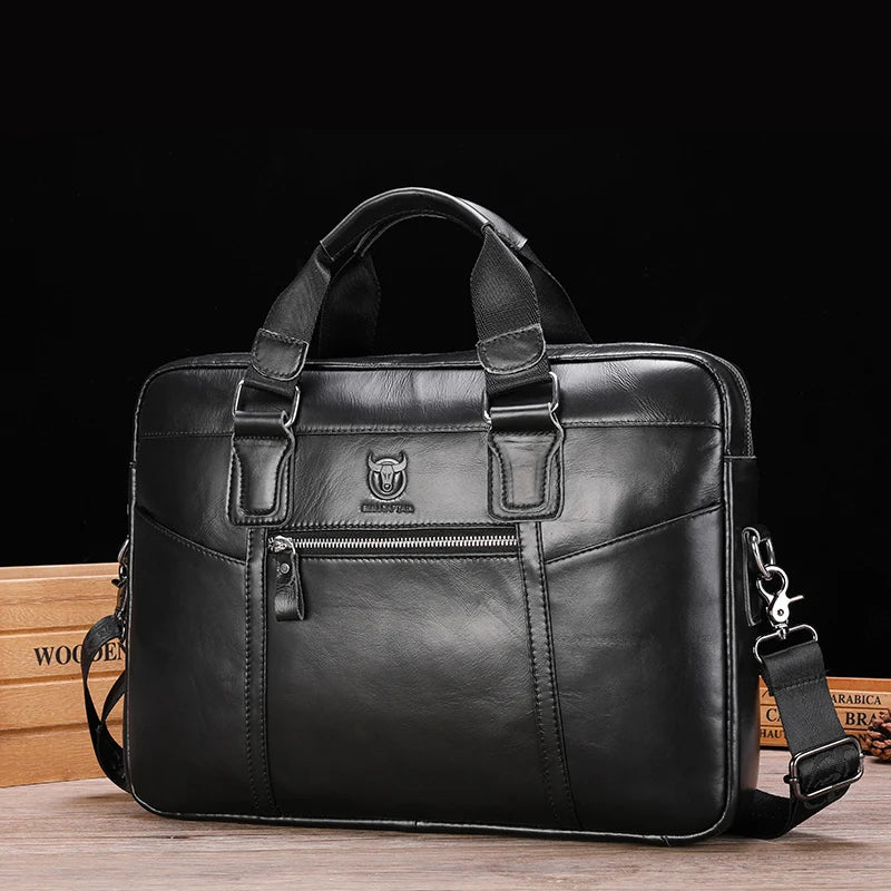 Leather laptop shoulder bag