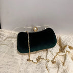 Corduroy clutch bag with  chain strap