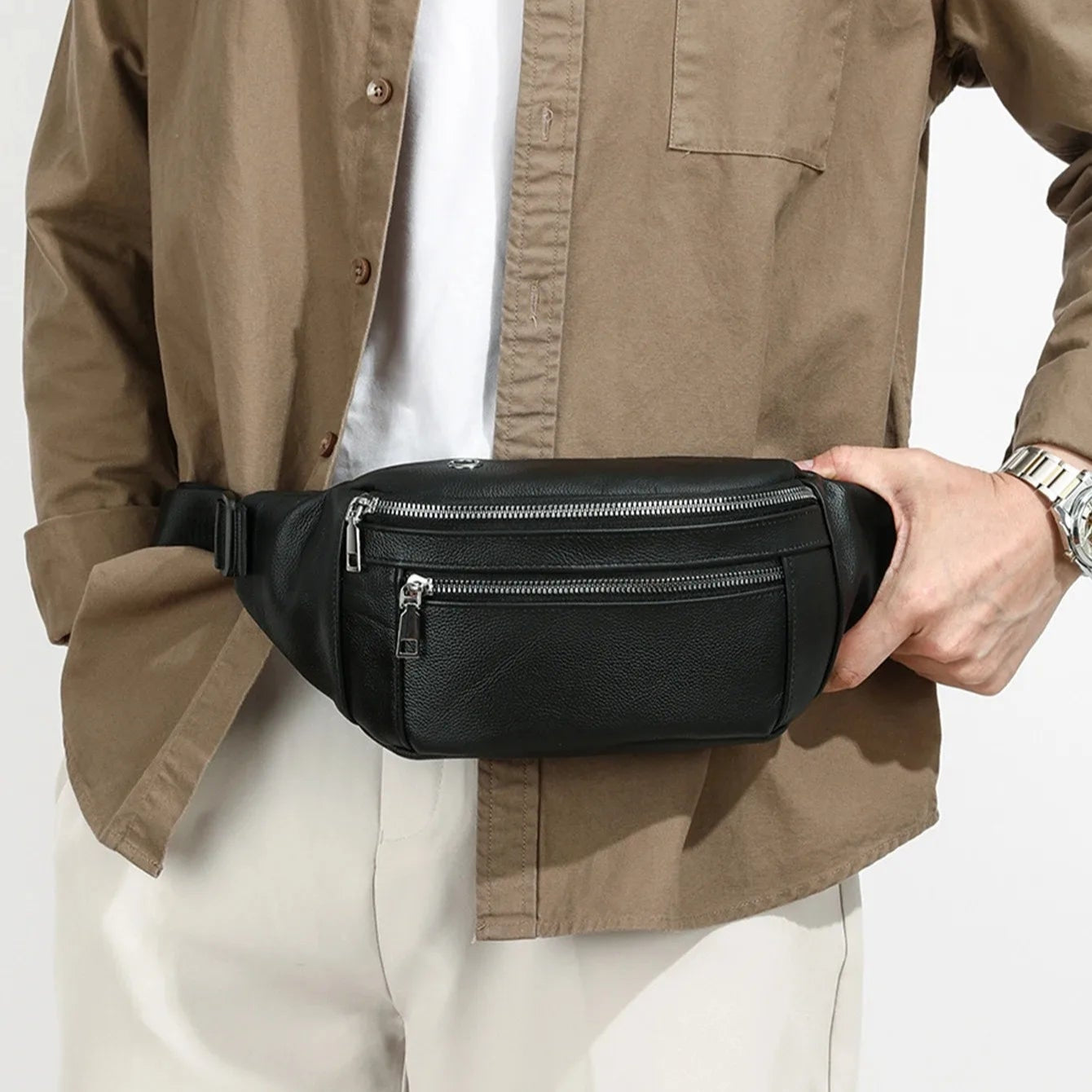 Soft leather crossbody bum bag