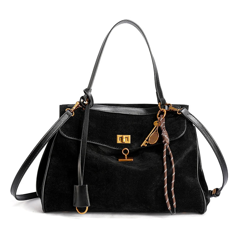 Chic suede handbag for work and city style