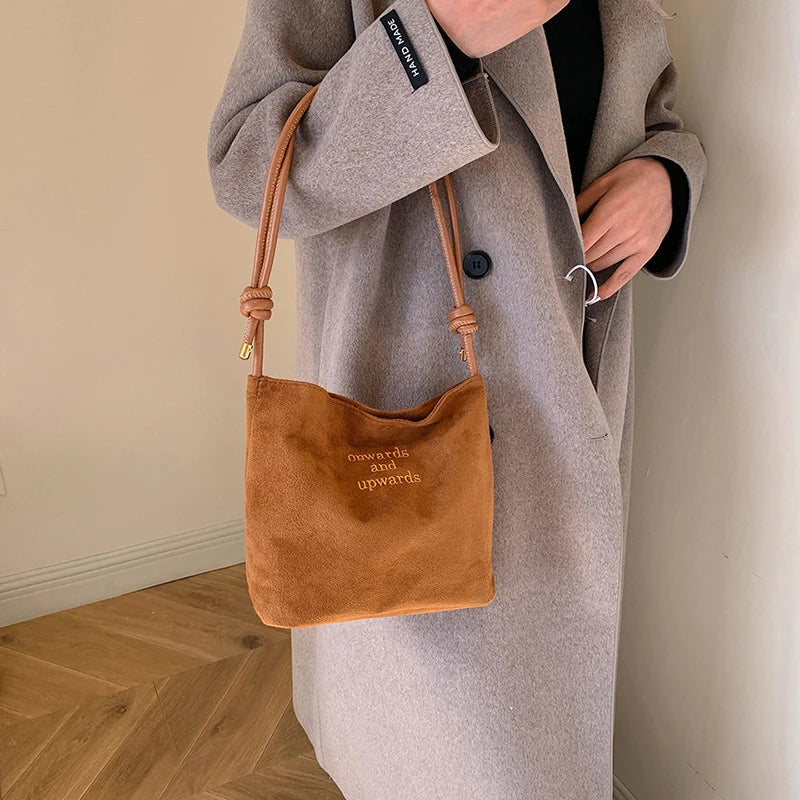 Casual suede shoulder bag for city walks