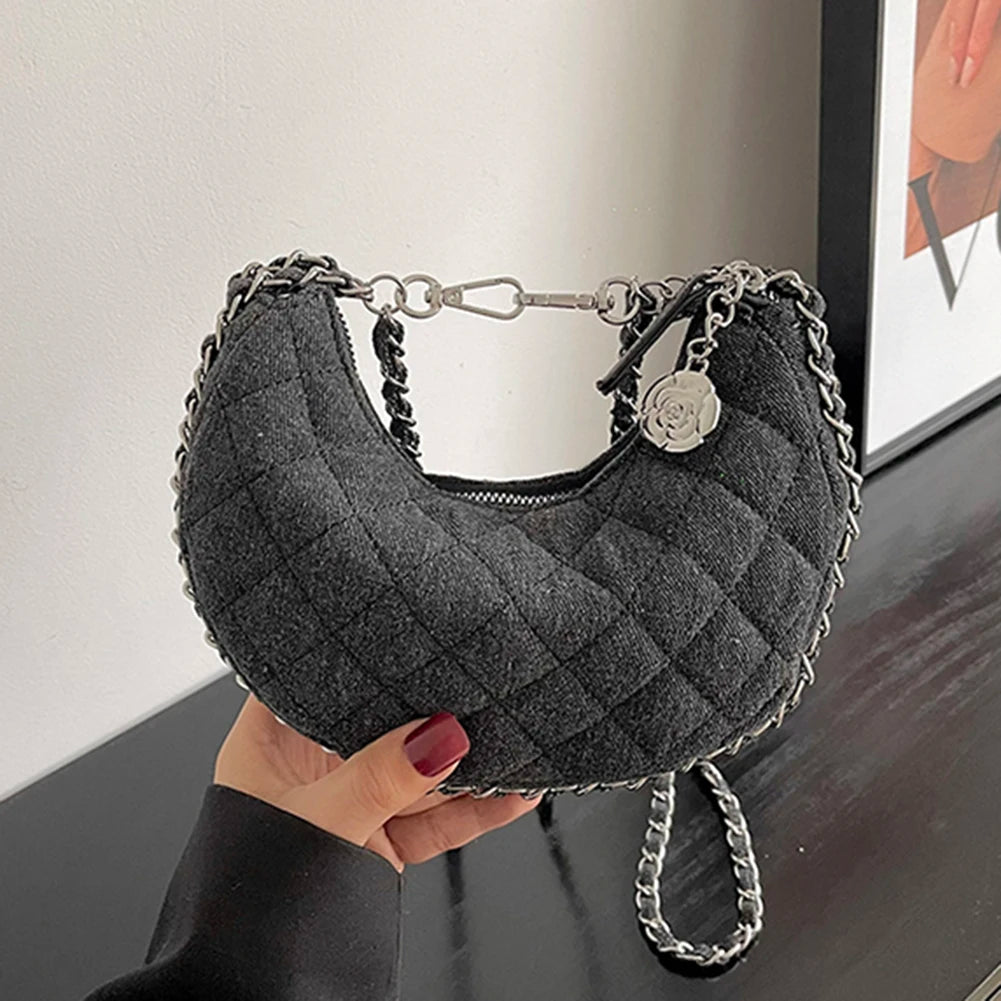Quilted denim handbag