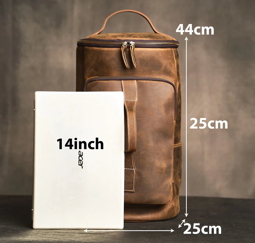 Leather rucksack for men