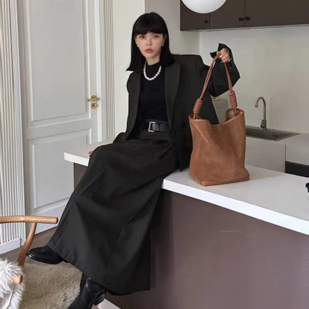 Suede shopper handbag