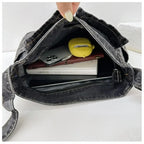 Denim top-handle handbag