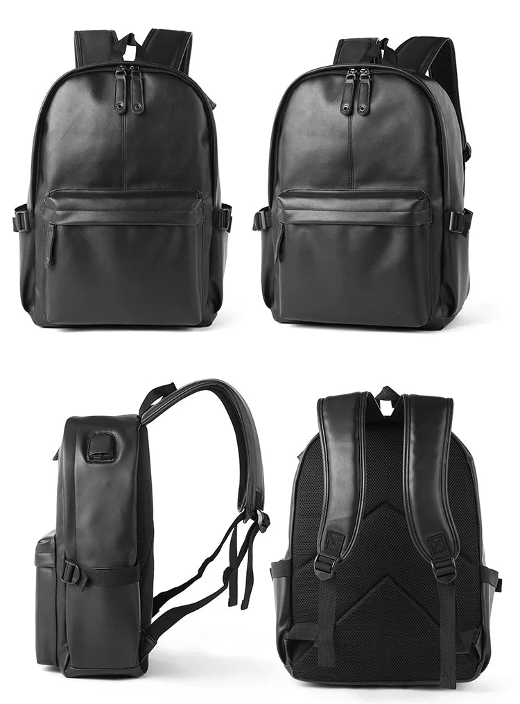 Soft leather backpack for men
