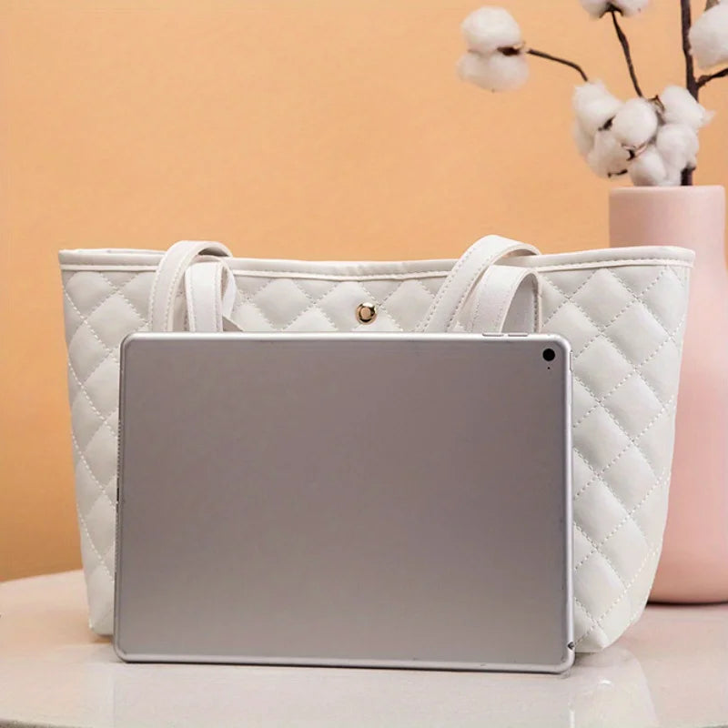Quilted leather tote bag
