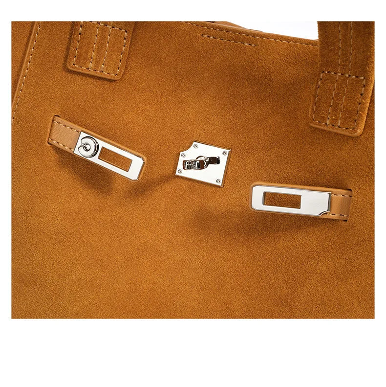 Designer-inspired suede handbag