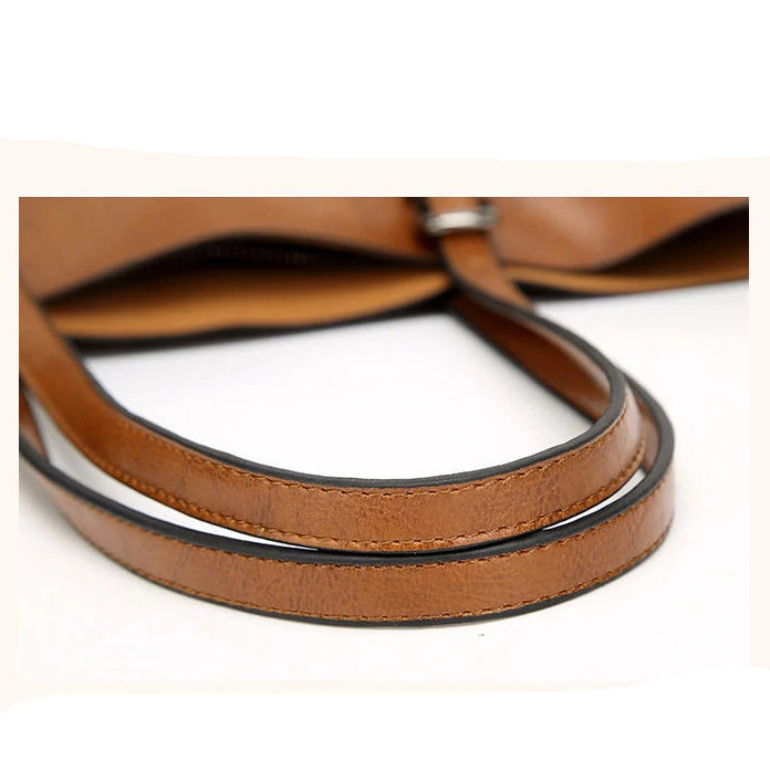 Large leather tote bag with zipper