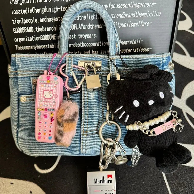 French-style  denim handbag
