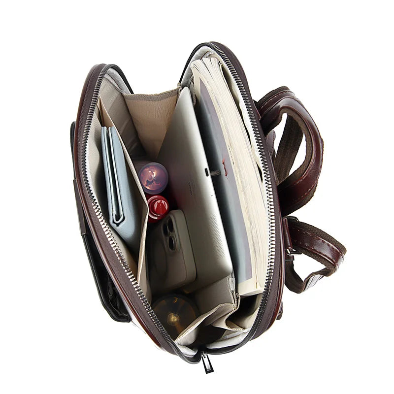 Travel vintage leather backpack