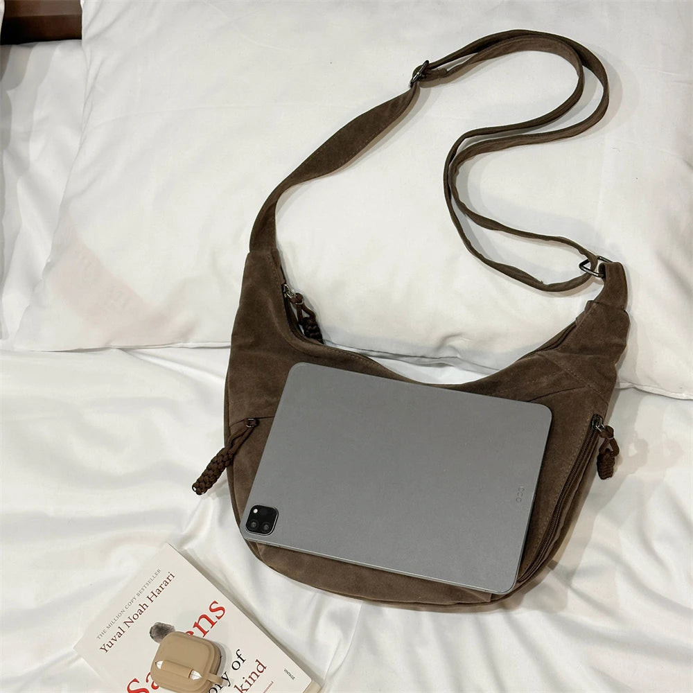 Slouchy suede shoulder bag
