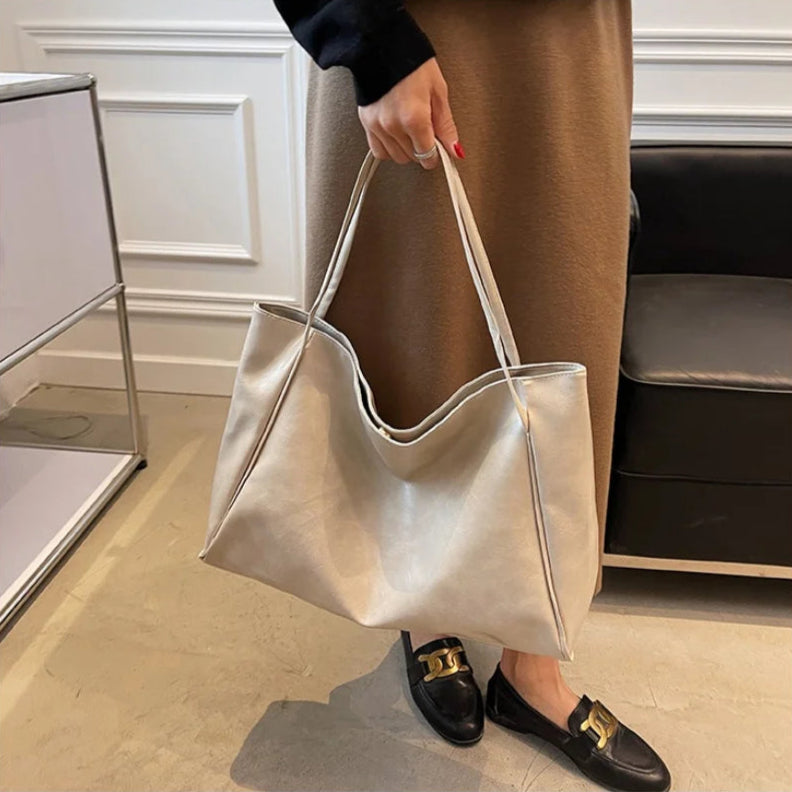 Sleek leather tote bag for women