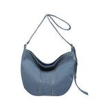 Soft washed denim shoulder bag with casual fold design