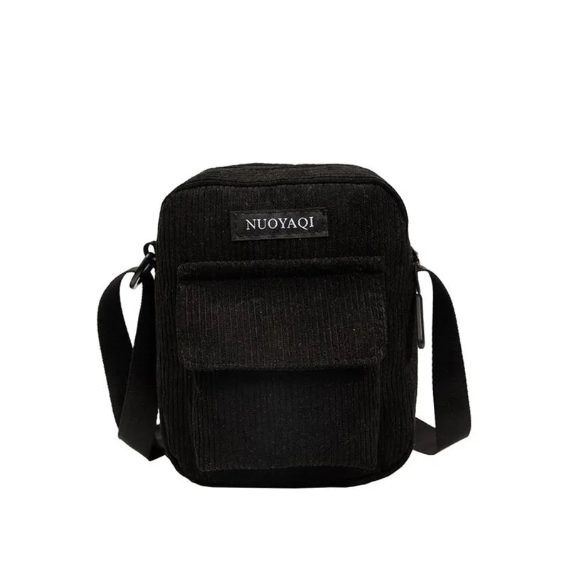 Corduroy crossbody handbag with front pocket