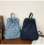 Casual denim drawstring backpack