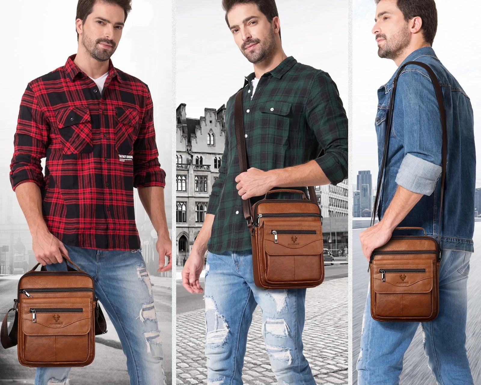 Fashionable leather crossbody bag