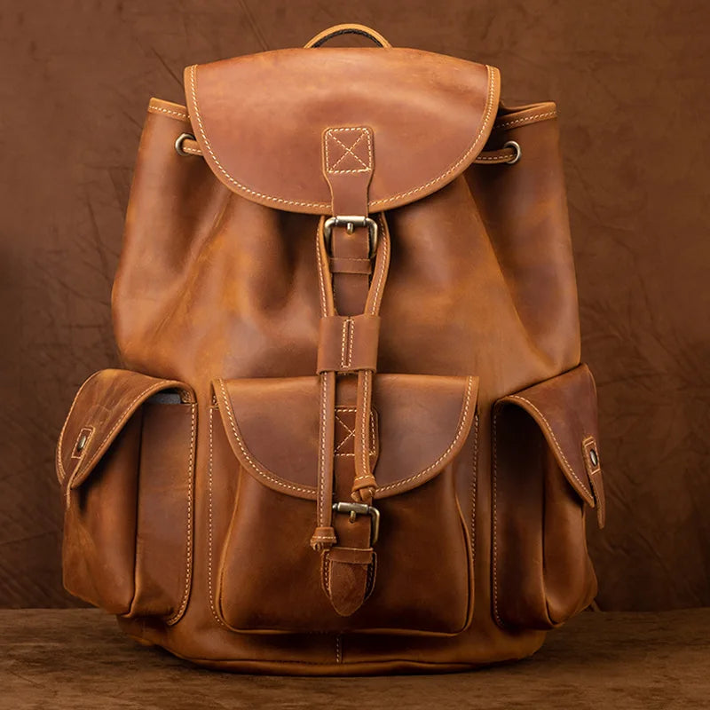 Leather rucksack for work and travel