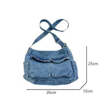 Denim top-handle handbag