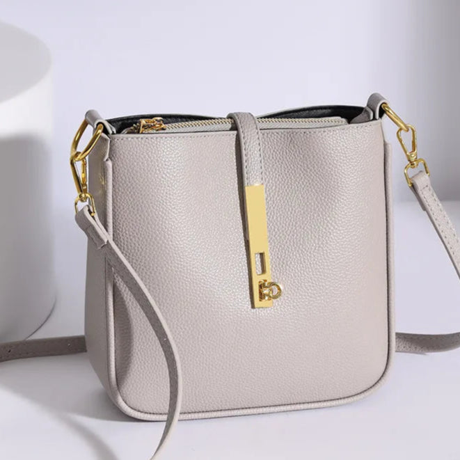 Functional leather crossbody bag