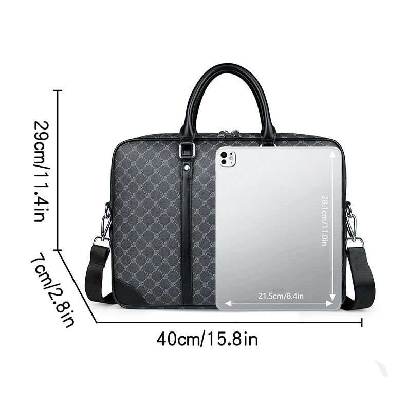 Designer-inspired leather laptop briefcase